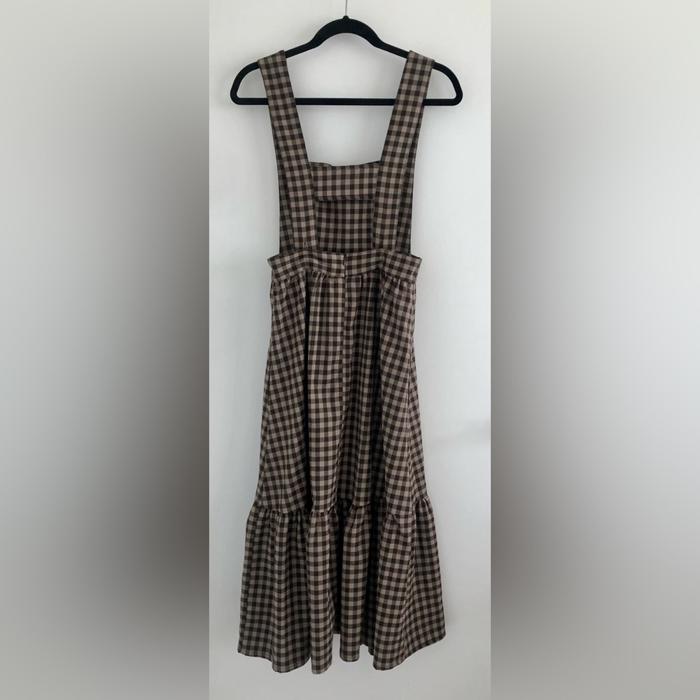 Urban Outfitters Brown Checkered Pinafore Midi Dress - Picture 4 of 9